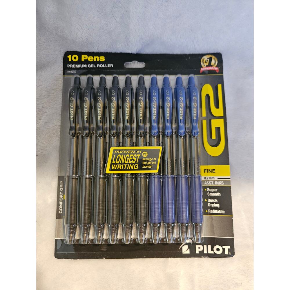 10pk Pilot 2G Black/Blue Gel Pens